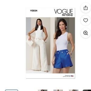 Vogue V2034 Size Y5 Misses Shorts & Pants Sewing Pattern Brand New Uncut